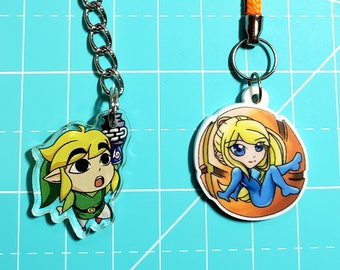 Nintendo Chibi Acrylic 1" Cell Phone, Zipper Pull, or DS Charms! Dust Plugs available for iPhone and Android!