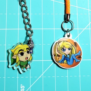 Nintendo Chibi Acrylic 1" Cell Phone, Zipper Pull, or DS Charms! Dust Plugs available for iPhone and Android!