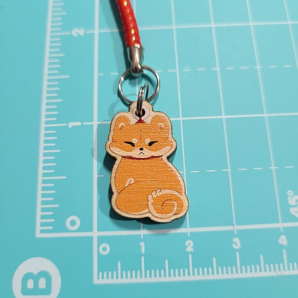 Shiba Inu Chibi Wooden 1" Cell Phone, Zipper Pull, or DS Charms! Dust Plugs available for iPhone and Android!