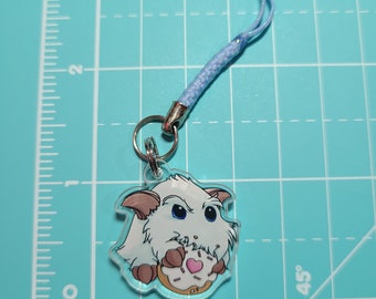 League of Legends Poro Chibi Acrylic 1" Cell Phone, Zipper Pull, or DS Charms! Dust Plugs available for iPhone and Android!