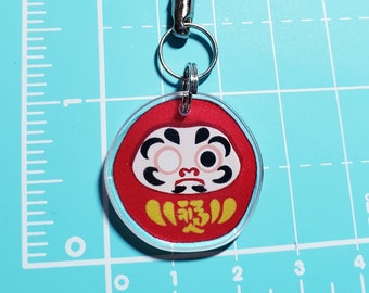 Daruma Chibi Acrylic 1" Cell Phone, Zipper Pull, or DS Charms! Dust Plugs available for iPhone and Android!