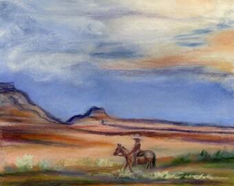 Outside of Page AZ Watercolor Desert Arizona Utah Watercolor Landscape Cloud Painting From Desert