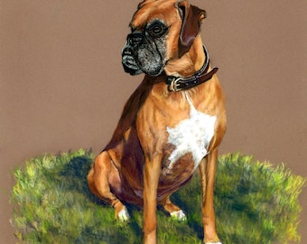 Custom Boxer Portrait Handmade Boxer Pastel Portrait Pastel Dog Memorial Portrait