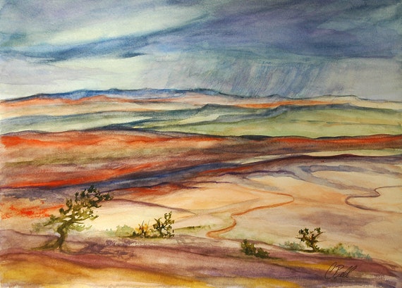 Edge Of The World Watercolor Page Arizona Watercolor Plein Etsy