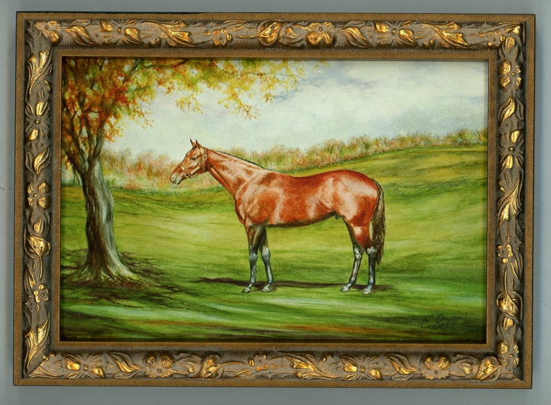 Thoroughbred Horse Racing Handmade Miniature painting on print Etsy