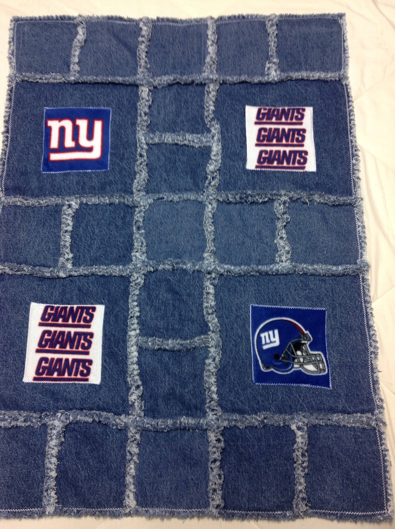 New York Giants Denim Rag Blanket Etsy