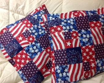 July 4th - Patrotic Collage Throw Pillow Set