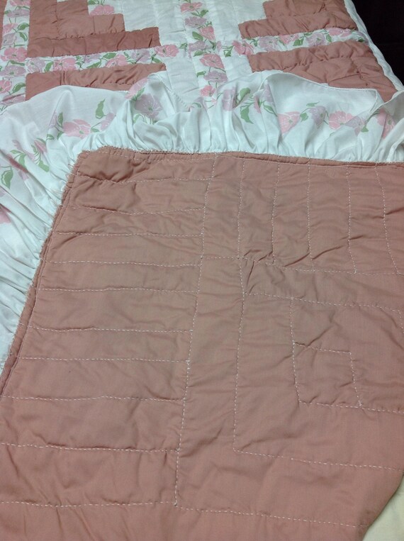 Clearance Mauve White Log Cabin Patchwork Queen Quilt Etsy