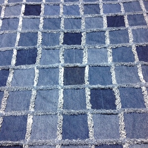 Shades of Blue Rag Blanket with Denim Lining