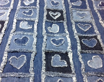 I Give You My Heart Rag Blanket with Denim Lining