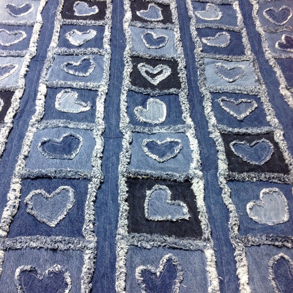 I Give You My Heart Rag Blanket with Denim Lining