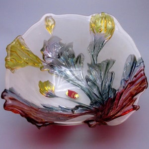 Very beautiful and color-full vintage German large glass bowl for Home décor