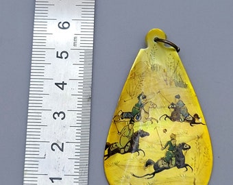 Collier Ancien Rare - Miniatures Persanes Peintes Sur Nacre - Belle Pièce Vintage En Bel état