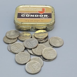 RZADKIE! 20 zabytkowych izraelskich monet 100 szekli Chanuka 1985 תשמ&quot;ה w stanie AUC w kolekcjonerskim pudełku na tytoń Condor