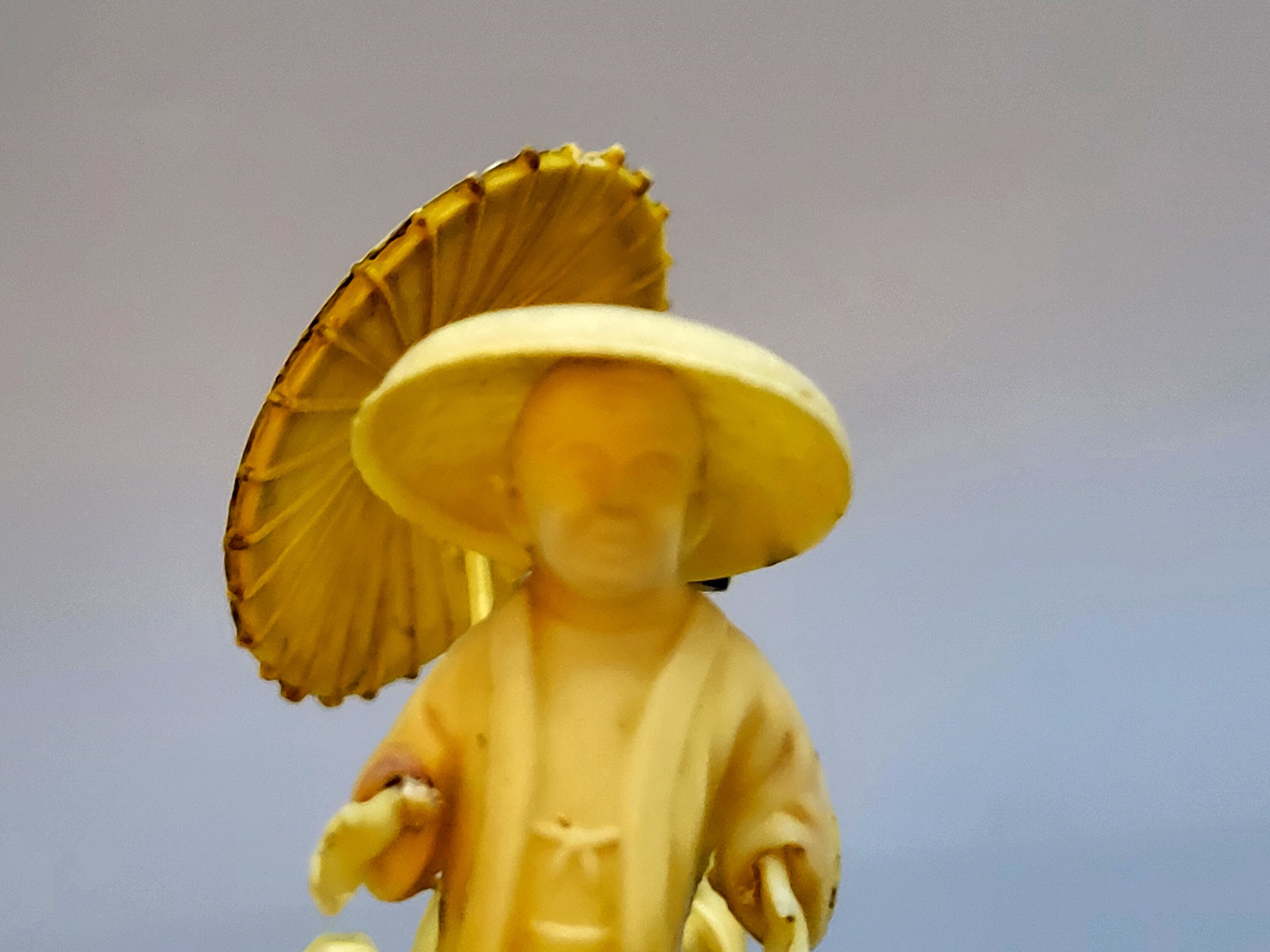 Vintage Asian Man Pulling Rickshaw Cart Geisha Kimono Cellulid Plastic Figurine