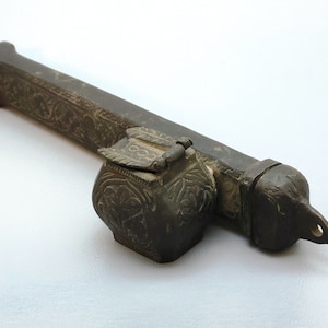 Antique Ottoman Turkish Islamic cast bronze  Inkwell ornamented and hallmarked with Arabic words and Ottoman stamp
