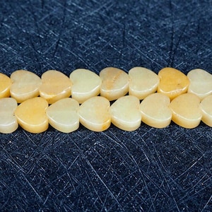 Yellow Jade Heart Beads 10mm Faceted Stone Gemstone Flat Heart Shape Beads 15 Inch Strand