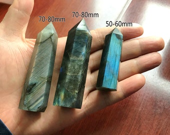 Labradorite Tower Point Wand Natural Labradorite Stone Obelisk Hexagonal Healing Crystal