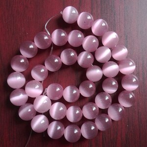 6mm to 12mm Round Pink Cat&#39;s Eye Glass Beads Fiber Optic Cats Eye Beads 15-inch Strand for Jewelry Making C021