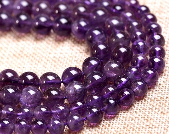 Grade 3A Natural Amethyst Beads Round Purple Quartz Beads Roundness Bead 6mm to 12mm 15" Full Strand Jewelry Gemstone Beads Wholesale C018