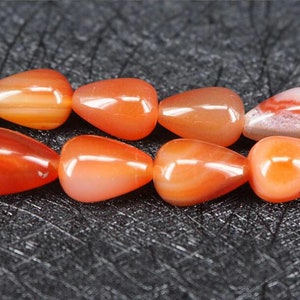Red Agate Teardrop Beads 10mmx15mm Natural Oval Red Agate Bead 15