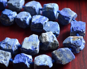 Rough Blue Lapis Lazuli Nuggets Beads Natural Raw Lapis Beads Center Drilled Gem Stone Beads Supplies for Jewelry Making A4B6