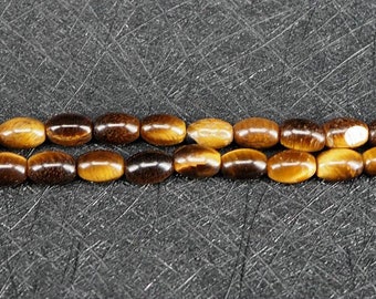 Natural Tiger Eye Barrel Beads 6mm x 9mm Oval Barrel Shape Tiger's Eye Stone Loose Beads 15 Inch Strand