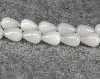 Matched Earring Pair 8g AB344 32x19x3mm Semi Precious Stone Drilled Cabochons Natural Gemstone White Jade Earring Beads