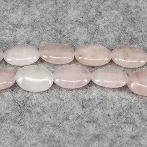 Natural Oval Rose Quartz Beads Pink Crystal 13mmx18mm Flat Long Oval 15 Inch Bead Strand