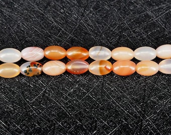 Red Agate Barrel Beads 6mm x 9mm Oval Barrel Shape Crystal Loose Beads 15 Inch Strand