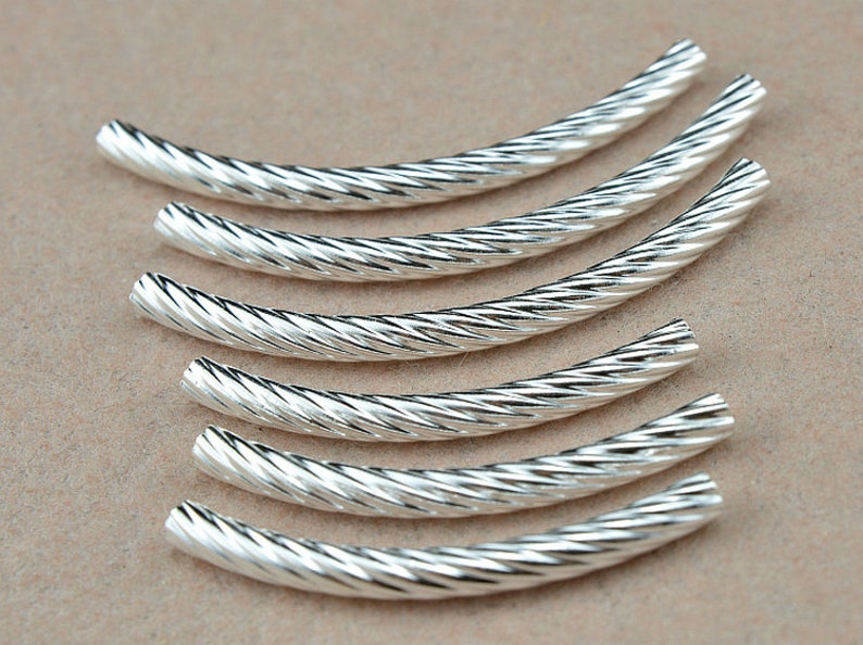Sterling silver twist tube beads curved 925 sterling silver Etsy