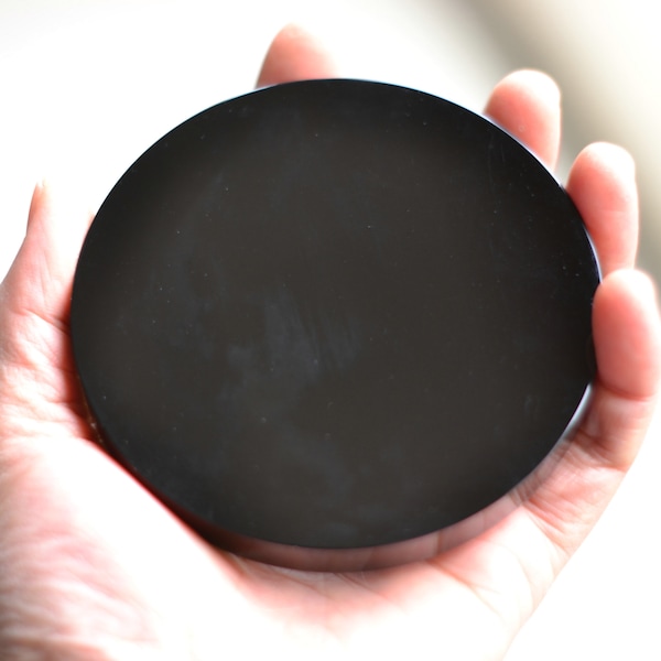 Disque obsidienne noir poli Grand Miroir obsidienne criring