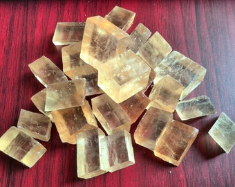 Golden Optical Calcite Iceland Spar - Raw Rough Gemstones Chunks Loose Stone - Jewelry Wrapping Crystal Supplies - Natural Mineral -105c7