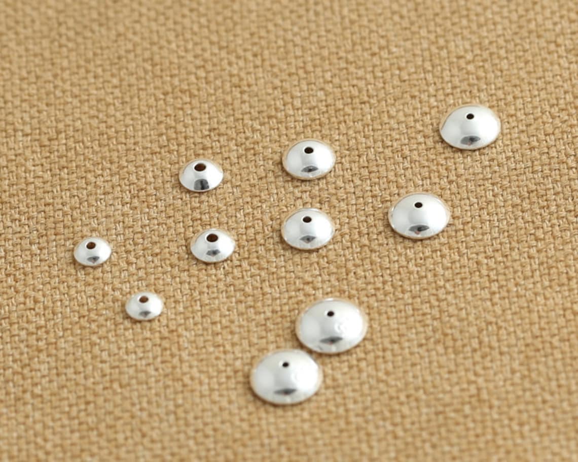 Sterling Silver Bead Caps Bright 925 Silver BeadCap Disc Beads Etsy