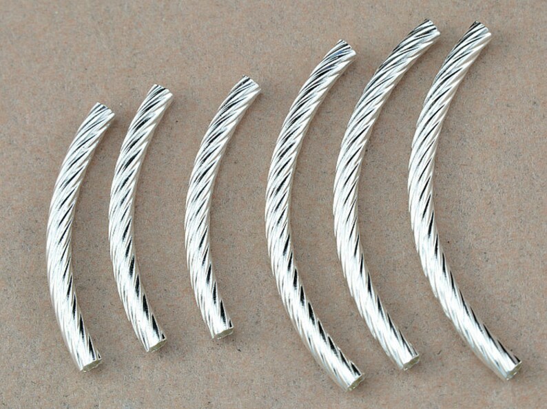 Sterling silver twist tube beads curved 925 sterling silver Etsy
