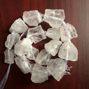 Natural Raw Clear Quartz beads Nugget beads Raw Quartz Rough Rock Crystal Center Drilled Gemstone Beads supplies for jewelry making 1A6B5