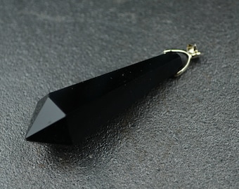 one Natural Black Obsidian Stone Charm Pedant Terminator Pendulum Point Top Drilled