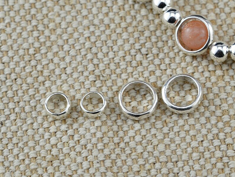 Sterling Silver Beads Frames Round 925 Bead Frame Rings Image 0