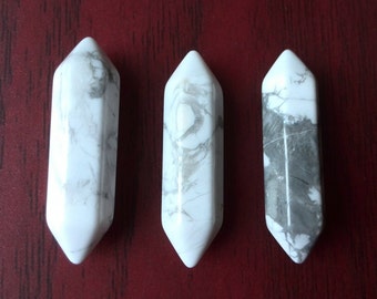 3 stuks - Hexagon Faceted White Howlite Point Double Terminated Wand Stick 30mm