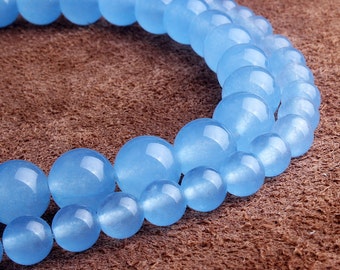 Blue Chalcedony Beads Round Blue Chalcedony Roundness Crystal Bead 15" Full Strand 4mm to 14mm Optional C046
