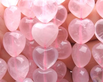 Natürliche Rose Quarz Herzen rosa Kristall Herz Perlen poliert Perle 15 Zoll Stränge vertikale Loch C064