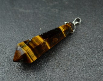 one Natural Tiger's Eye Stone Charm Pedant Terminator Pendulum Point Top Drilled