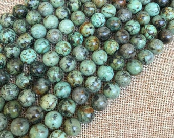 African Turquoise Beads Round Natural Turquoise Stone Beads Ball 4mm to 12mm Bead 15" Full Strand Jewelry Gemstone Beads Wholesale