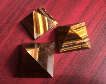 Tiger's Eye Stone Pyramid natural stone sacred geometry polished pyramid points 30mm 40mm 50mm 60mm Optional