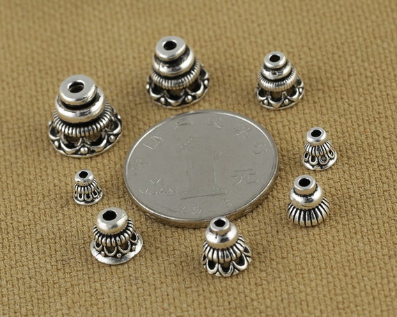 Antique Silver Bell Bead Caps Pack of 10