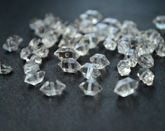 Natural Herkimer Diamond Quartz Crystal 6mm to 15mm Water Clear middle drilled- 10 Pcs Random Selection