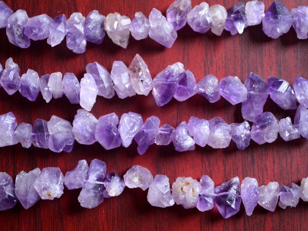 Raw Amethyst Nugget Beads Natural Amethyst Beads Rurple Etsy