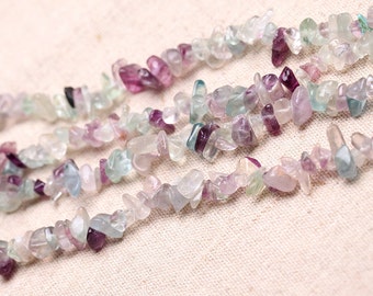 Natural Rainbow Fluorite Chip Beads Multicolor Fluorite Crystal Chips Bead Gemstone Chip 15" Full Strand Beads Wholesale C007