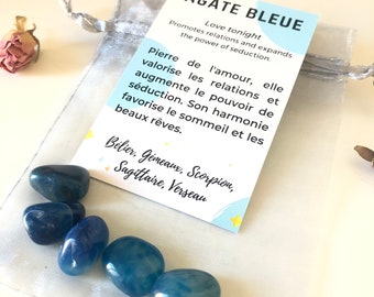 Agate Bleue, lot de 5 pierres brutes roulées semi-précieuse