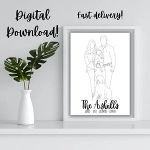 Benutzerdefinierte Familienportrait Umriss digitaler Download